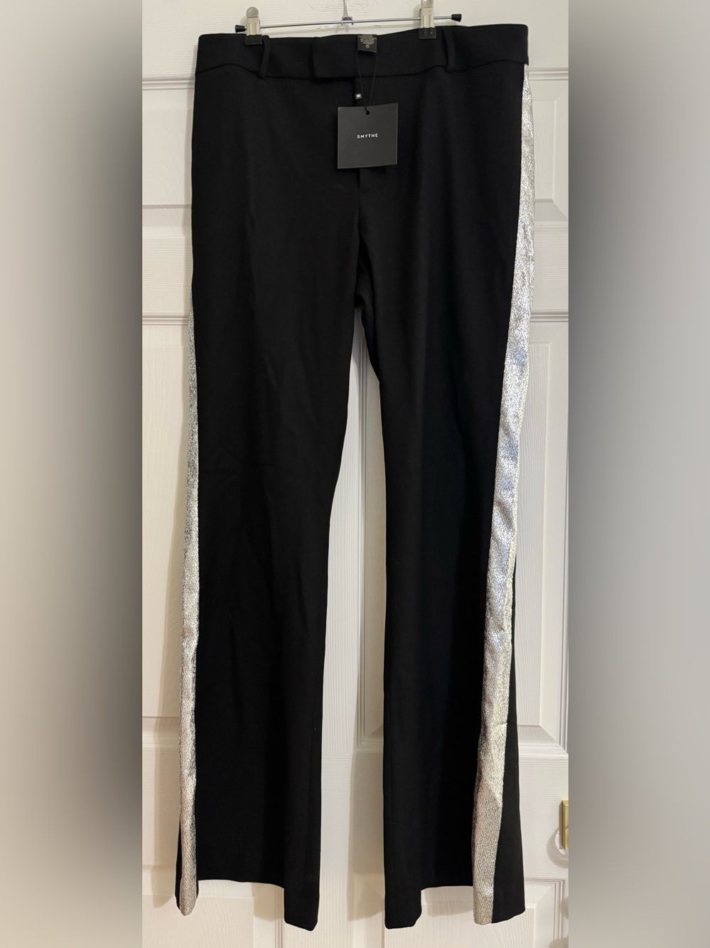 NWT Smythe Tuxedo Stripe Bootcut Pants Black Silver Size 12/31 - originally $475 - Picture 3 of 7